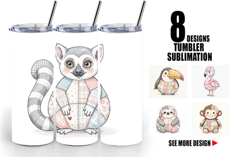 Tumbler Cute Tropical Patchwork Sublimation artnoy 