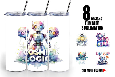 Tumbler Cute Vintage Robot Quotes Sublimation artnoy 