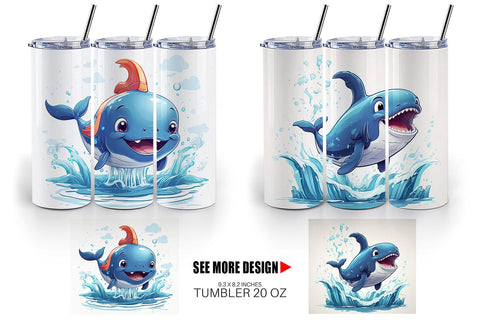 Tumbler Cute Whale Sublimation artnoy 