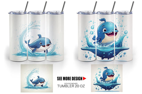 Tumbler Cute Whale Sublimation artnoy 