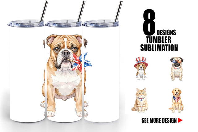 Tumbler Cutesy Patriotic Dogs and Cats Sublimation artnoy 