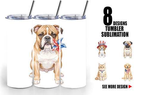 Tumbler Cutesy Patriotic Dogs and Cats Sublimation artnoy 