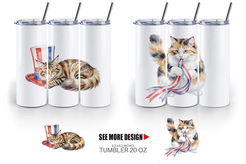 Tumbler Cutesy Patriotic Dogs and Cats Sublimation artnoy 