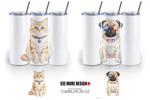 Tumbler Cutesy Patriotic Dogs and Cats Sublimation artnoy 