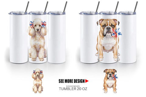Tumbler Cutesy Patriotic Dogs and Cats Sublimation artnoy 