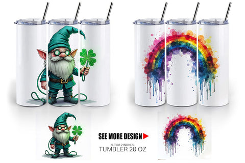 Tumbler Cyber-Shamrock Neon Punk St. Patrick's Watercolor Sublimation artnoy 