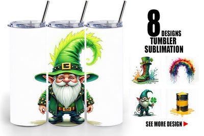 Tumbler Cyber-Shamrock Neon Punk St. Patrick's Watercolor Sublimation artnoy 