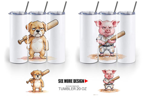 Tumbler Cynical Animal Slugger Watercolor Sublimation artnoy 