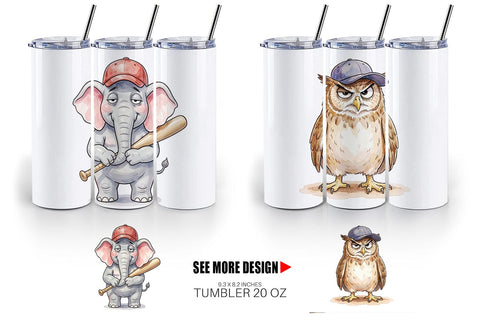 Tumbler Cynical Animal Slugger Watercolor Sublimation artnoy 