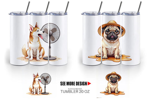 Tumbler Cynical Canines Hot Summer Watercolor Pack Sublimation artnoy 