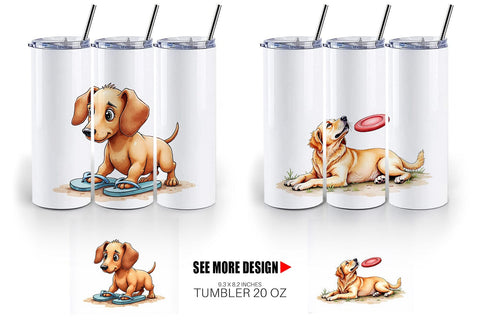 Tumbler Cynical Canines Hot Summer Watercolor Pack Sublimation artnoy 
