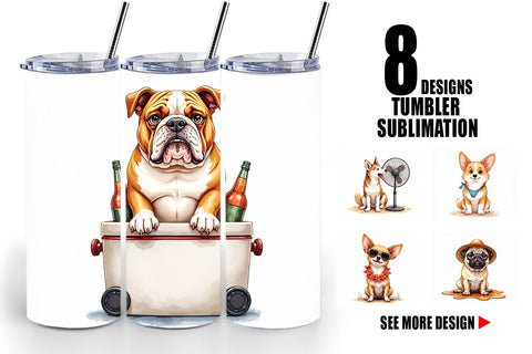 Tumbler Cynical Canines Hot Summer Watercolor Pack Sublimation artnoy 