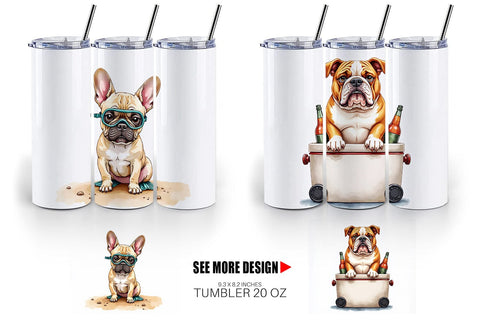 Tumbler Cynical Canines Hot Summer Watercolor Pack Sublimation artnoy 