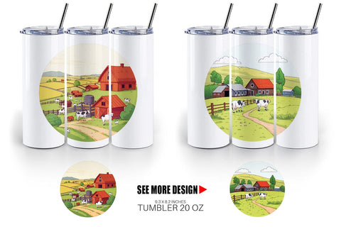 Tumbler Dairy Farm Scene Sublimation artnoy 