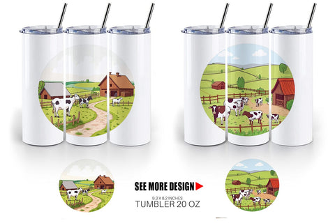 Tumbler Dairy Farm Scene Sublimation artnoy 