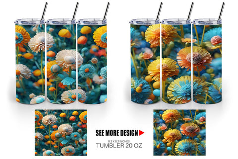 Tumbler Dandelions Flower Pattern Sublimation artnoy 