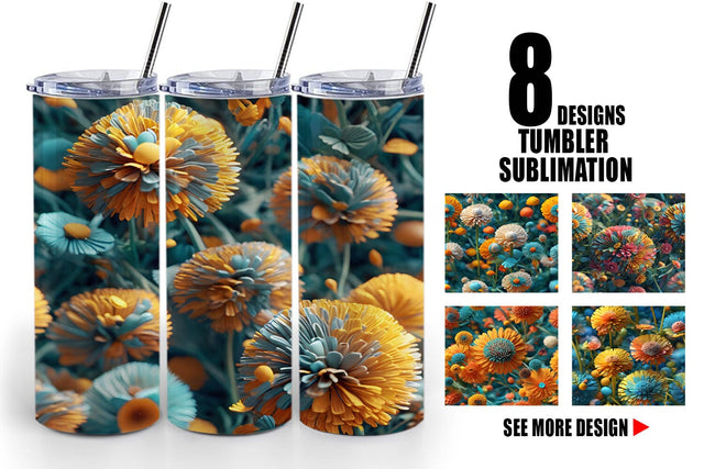 Tumbler Dandelions Flower Pattern Sublimation artnoy 