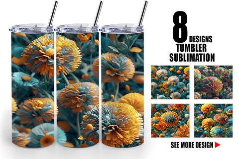 Tumbler Dandelions Flower Pattern Sublimation artnoy 