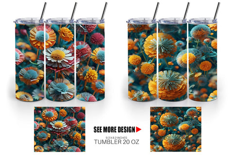 Tumbler Dandelions Flower Pattern Sublimation artnoy 