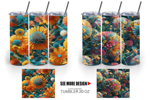Tumbler Dandelions Flower Pattern Sublimation artnoy 