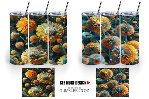 Tumbler Dandelions Flower Pattern Sublimation artnoy 