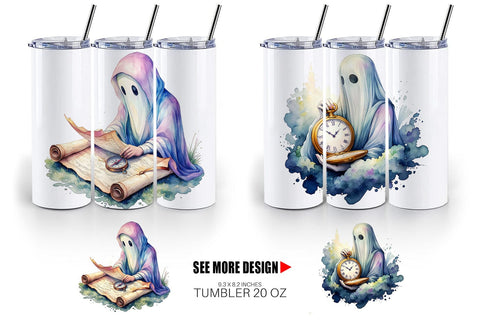 Tumbler Dark Academia Ghost Reader Sublimation artnoy 