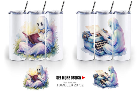 Tumbler Dark Academia Ghost Reader Sublimation artnoy 