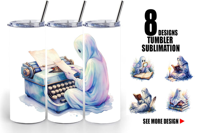 Tumbler Dark Academia Ghost Reader Sublimation artnoy 