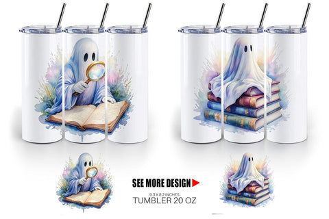 Tumbler Dark Academia Ghost Reader Sublimation artnoy 