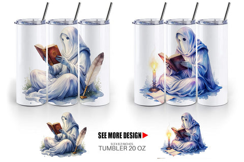 Tumbler Dark Academia Ghost Reader Sublimation artnoy 