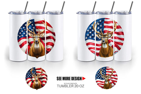 Tumbler Deer 4th of July Sublimation artnoy 