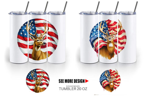 Tumbler Deer 4th of July Sublimation artnoy 