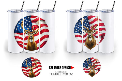 Tumbler Deer 4th of July Sublimation artnoy 