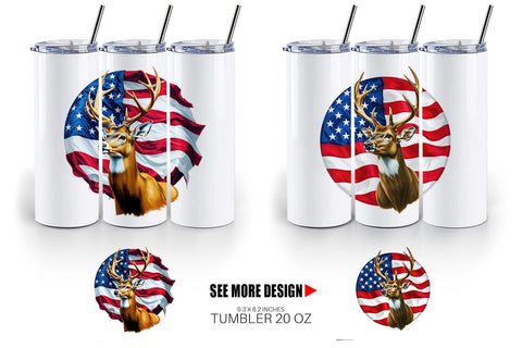 Tumbler Deer 4th of July Sublimation artnoy 