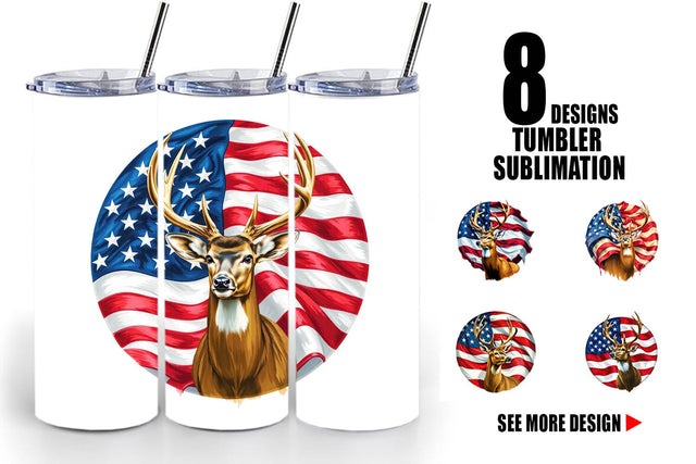 Tumbler Deer 4th of July Sublimation artnoy 
