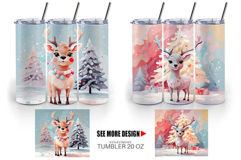 Tumbler Deer Christmas Painting Sublimation artnoy 
