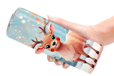 Tumbler Deer Christmas Painting Sublimation artnoy 