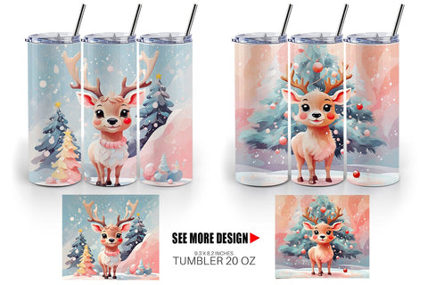 Tumbler Deer Christmas Painting Sublimation artnoy 
