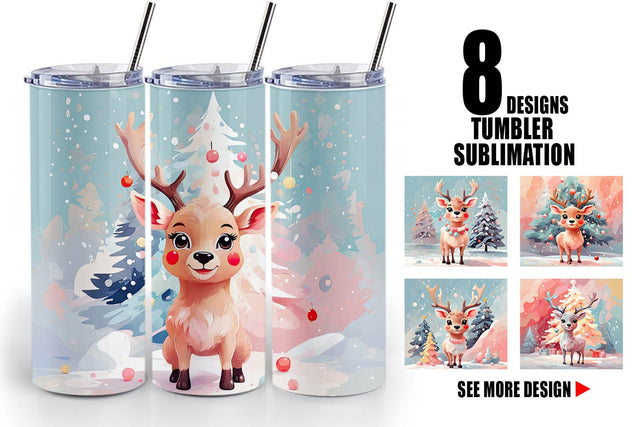 Tumbler Deer Christmas Painting Sublimation artnoy 