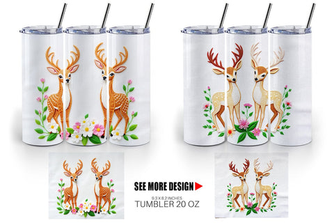 Tumbler Deer Embroidery Sublimation artnoy 