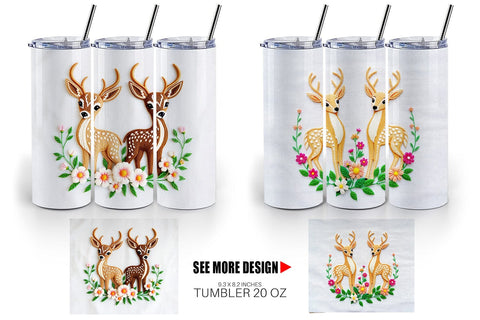 Tumbler Deer Embroidery Sublimation artnoy 