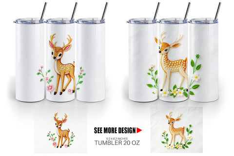 Tumbler Deer Embroidery Sublimation artnoy 