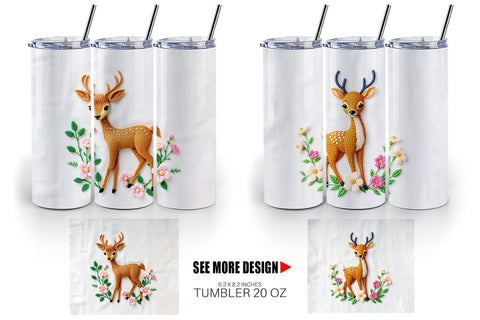 Tumbler Deer Embroidery Sublimation artnoy 