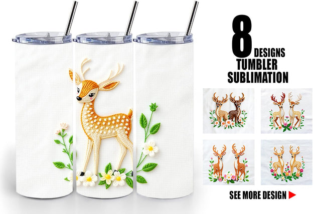 Tumbler Deer Embroidery Sublimation artnoy 