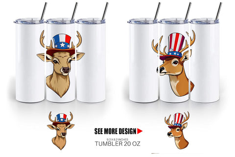 Tumbler Deer Patriotic Sublimation artnoy 