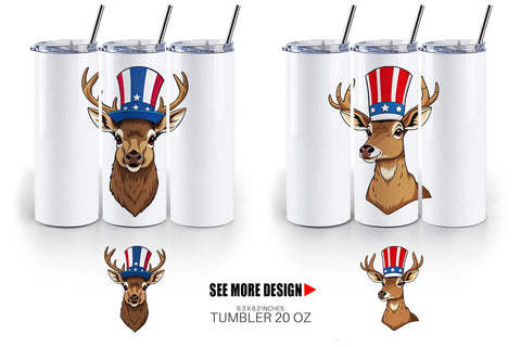 Tumbler Deer Patriotic Sublimation artnoy 