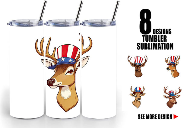 Tumbler Deer Patriotic Sublimation artnoy 