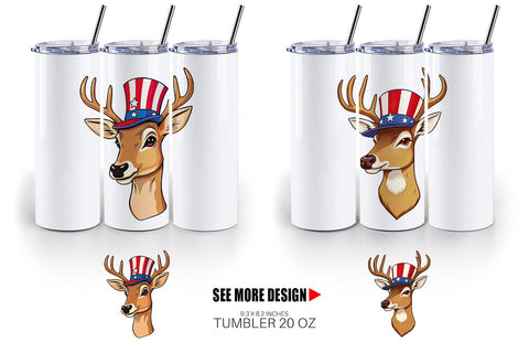 Tumbler Deer Patriotic Sublimation artnoy 