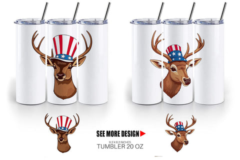 Tumbler Deer Patriotic Sublimation artnoy 