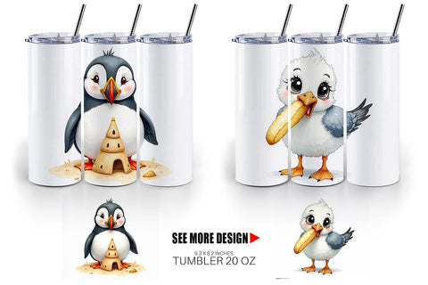 Tumbler Derpy Beach Birds Sublimation artnoy 